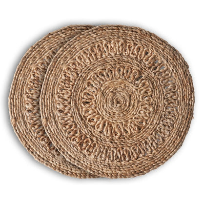 15" Set of Two Natural Braided Jute Round Placemats HomeRoots