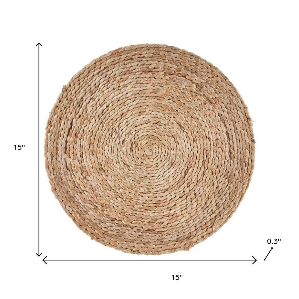 15" Set of Two Natural Jute Round Placemats HomeRoots