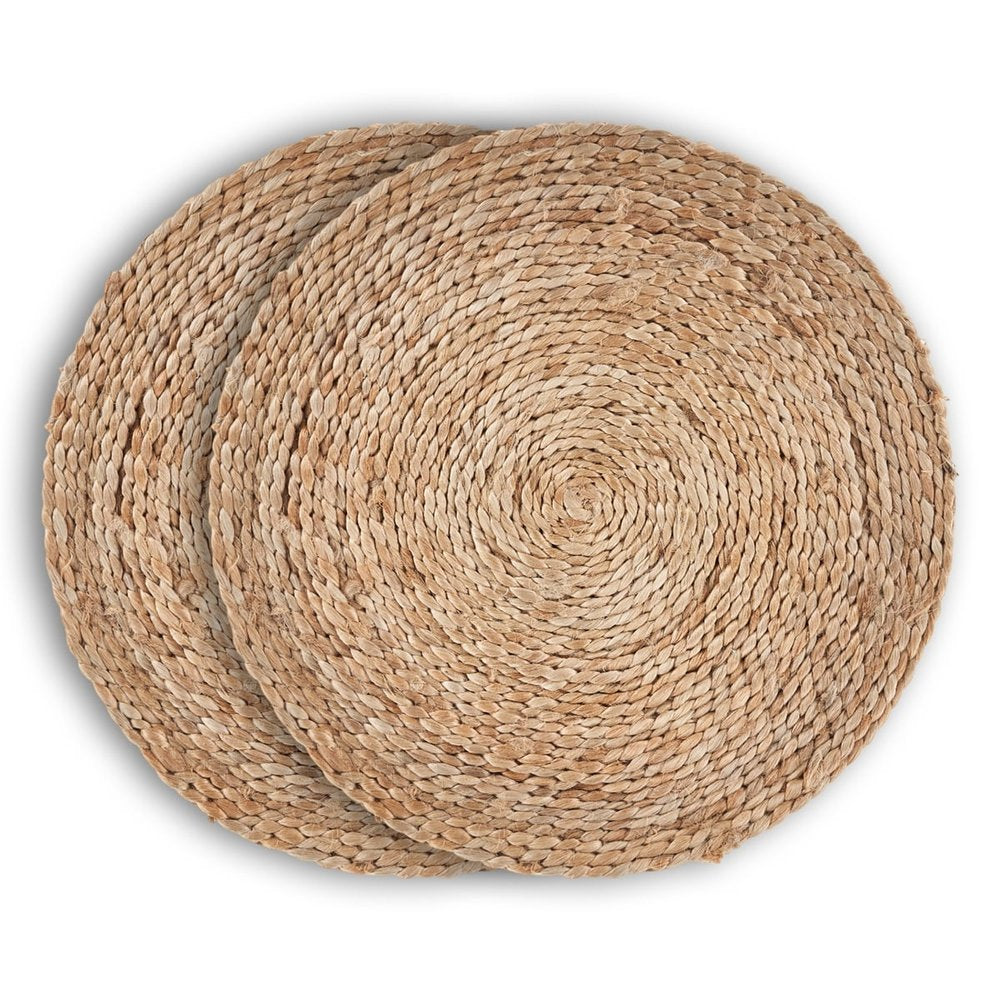 15" Set of Two Natural Jute Round Placemats HomeRoots