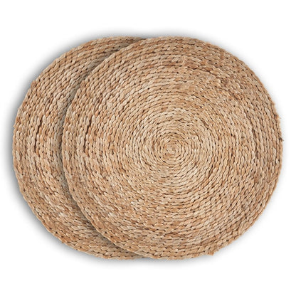 15" Set of Two Natural Jute Round Placemats HomeRoots