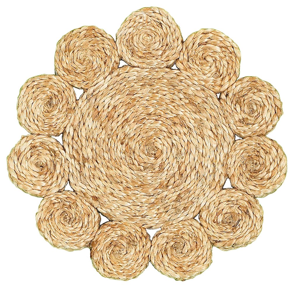 15" Set of Two Natural Braided Jute Scalloped Placemats HomeRoots