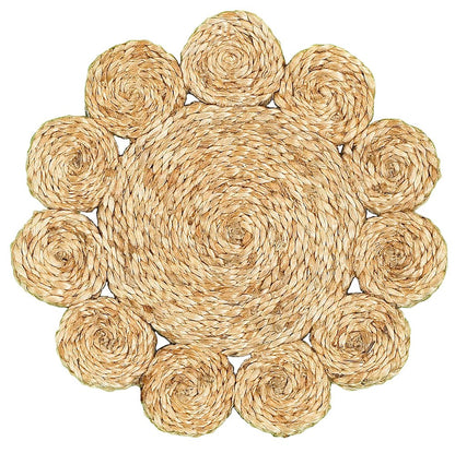 15" Set of Two Natural Braided Jute Scalloped Placemats HomeRoots