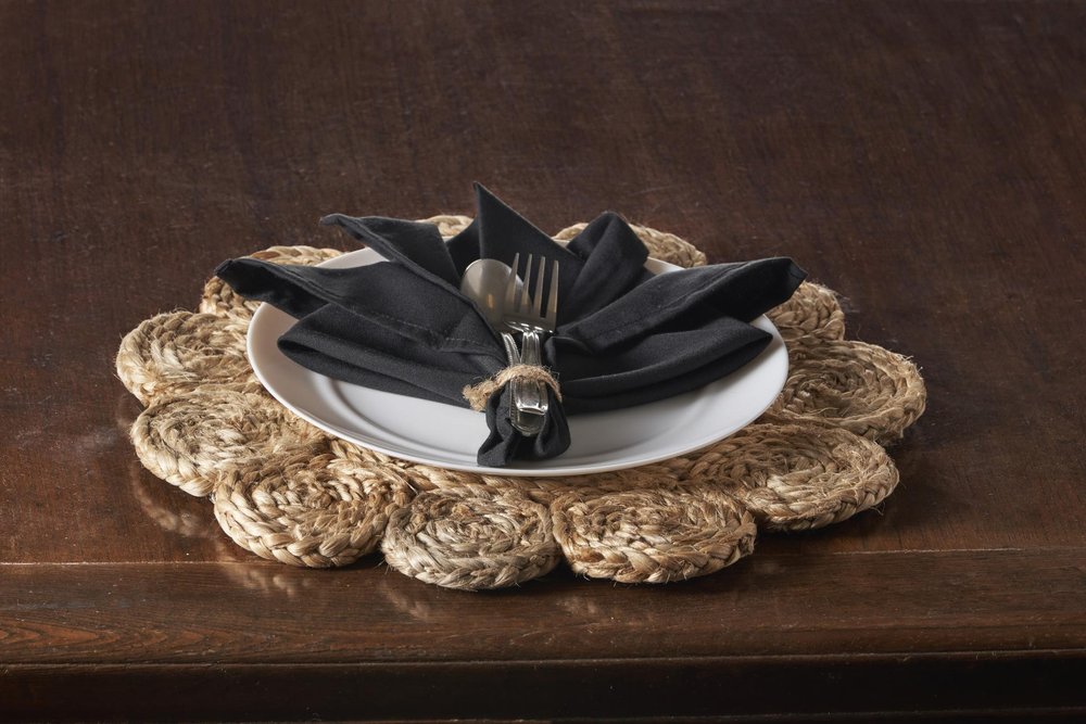 15" Set of Two Natural Braided Jute Scalloped Placemats HomeRoots