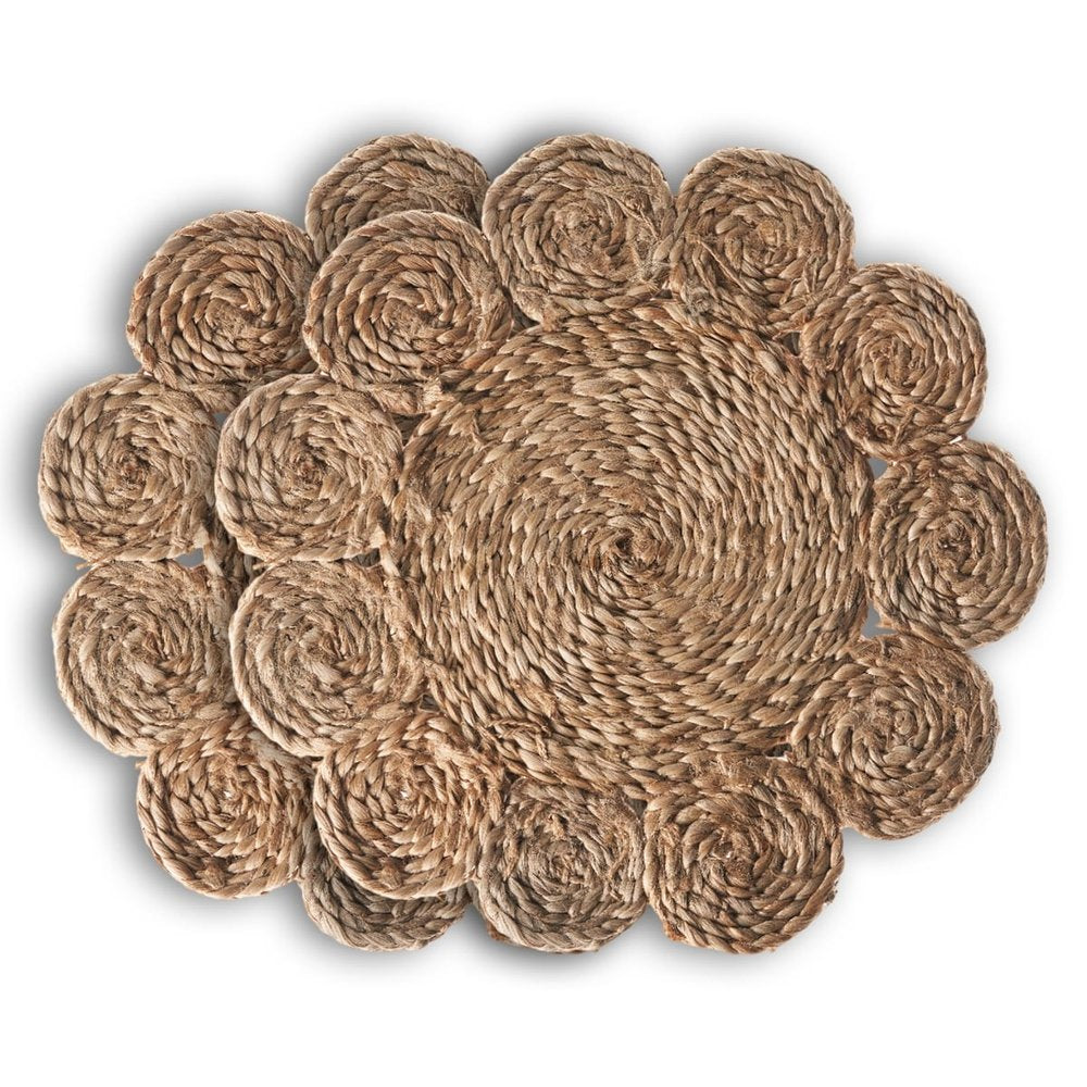 15" Set of Two Natural Braided Jute Scalloped Placemats HomeRoots
