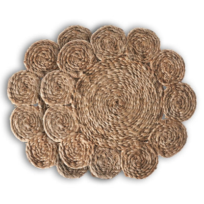 15" Set of Two Natural Braided Jute Scalloped Placemats HomeRoots