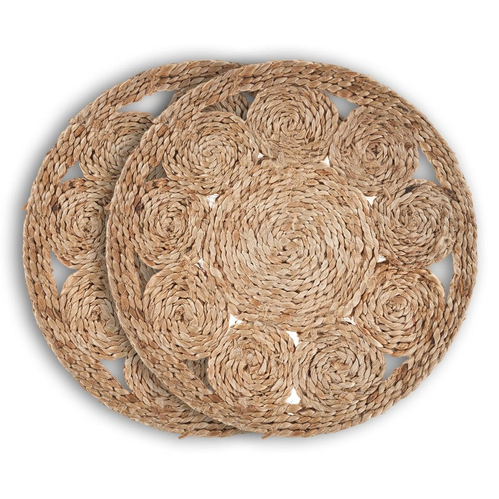15" Set of Two Natural Braided Jute Round Placemats HomeRoots