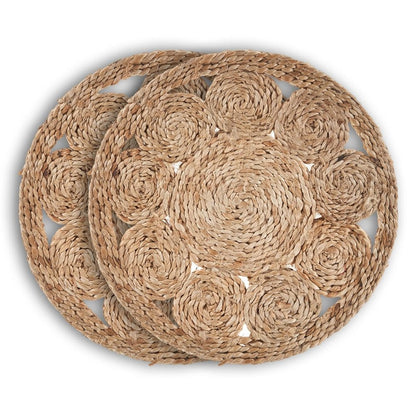 15" Set of Two Natural Braided Jute Round Placemats HomeRoots