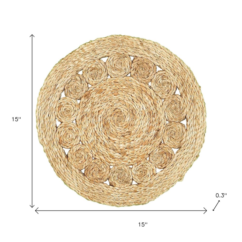 15" Set of Two Natural Braided Jute Round Placemats HomeRoots