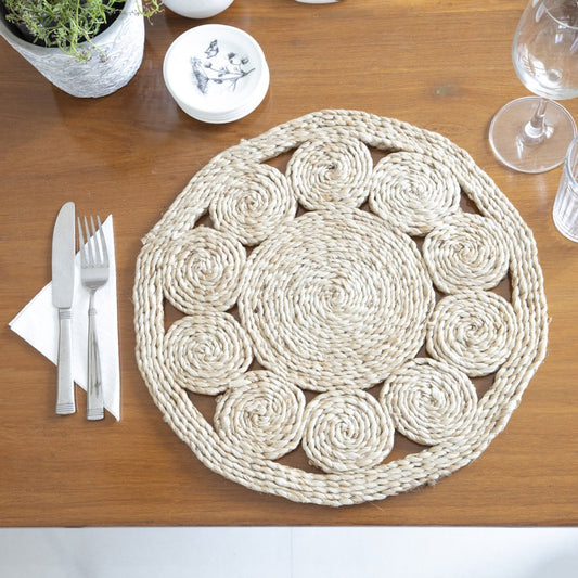 15" Set of Two Natural Braided Jute Round Placemats HomeRoots