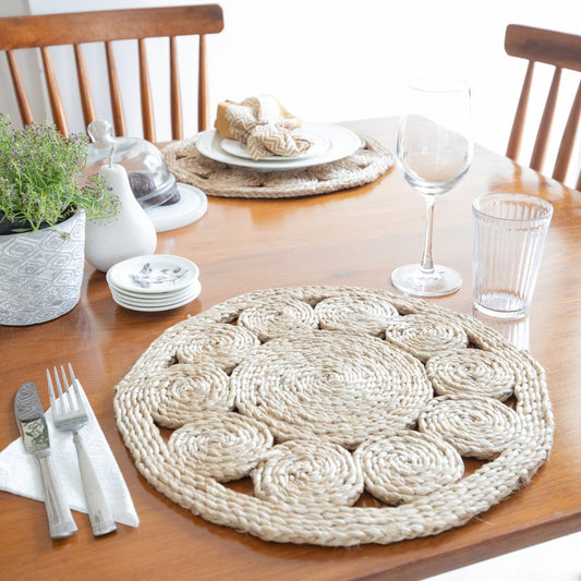 15" Set of Two Natural Braided Jute Round Placemats HomeRoots