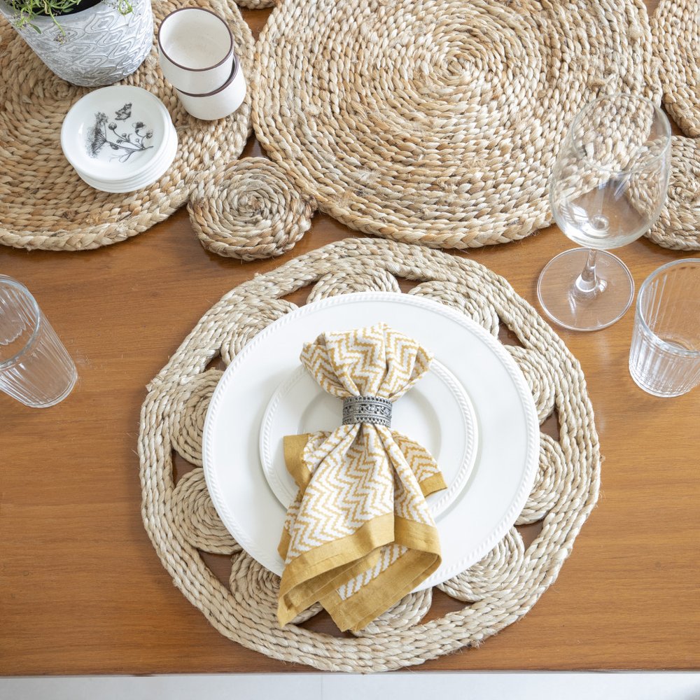 15" Set of Two Natural Braided Jute Round Placemats HomeRoots