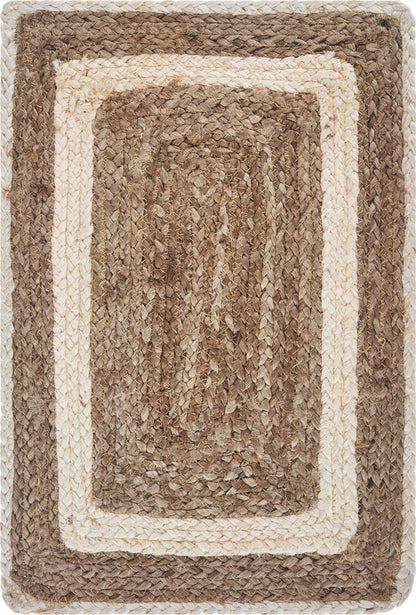 19" Set of Four Natural And Ivory Geometric Braided Jute Placemats HomeRoots