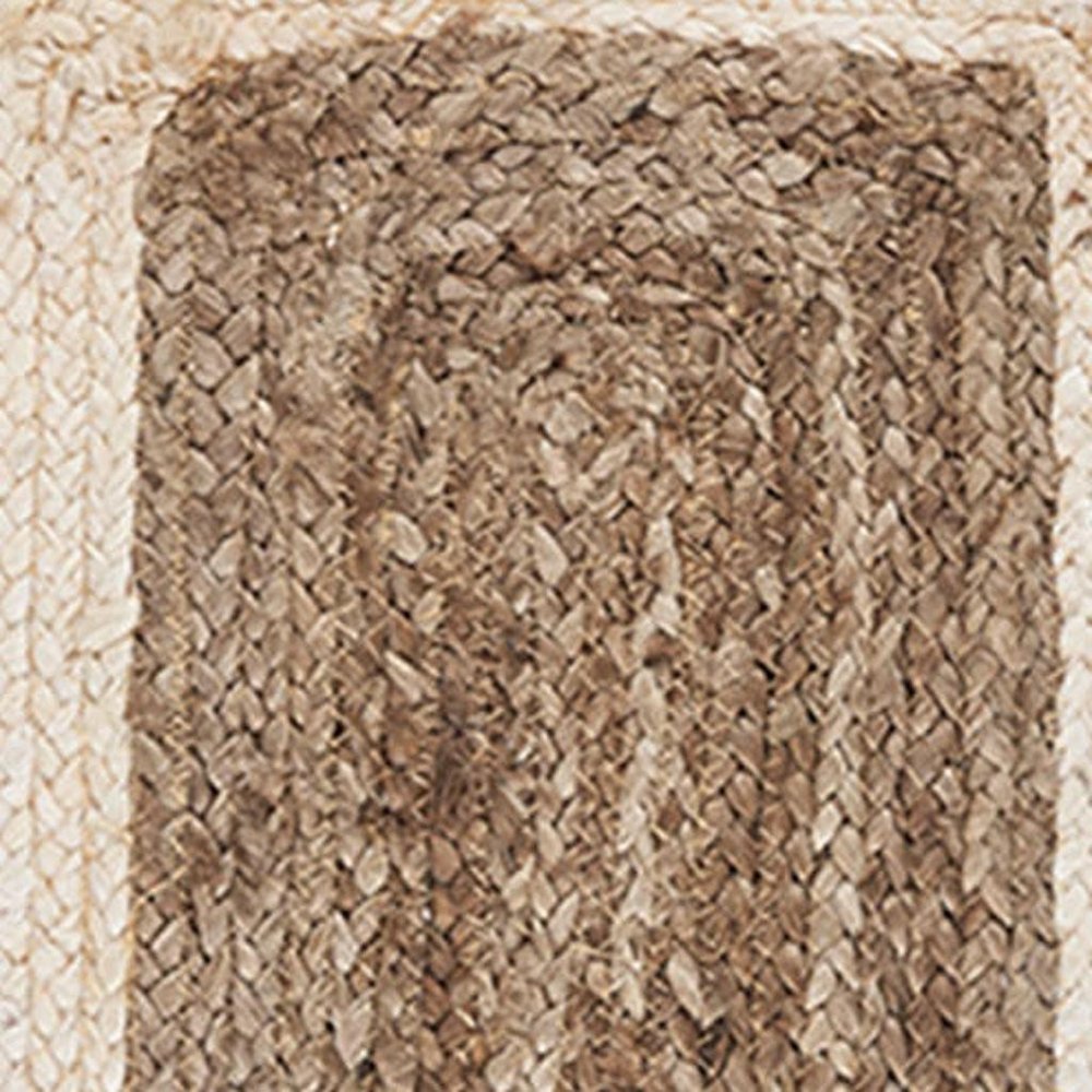 19" Set of Four Natural And Ivory Geometric Braided Jute Placemats HomeRoots