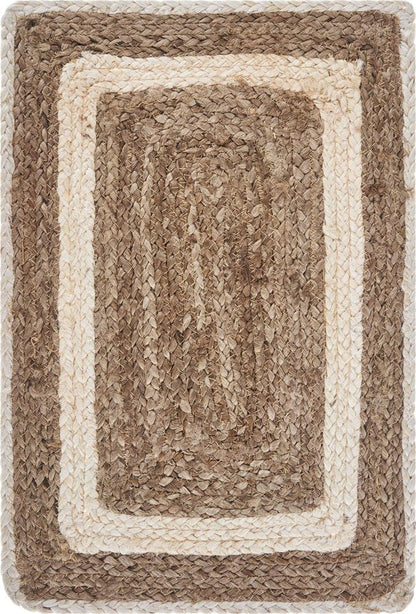 19" Set of Four Natural And Ivory Geometric Braided Jute Placemats HomeRoots