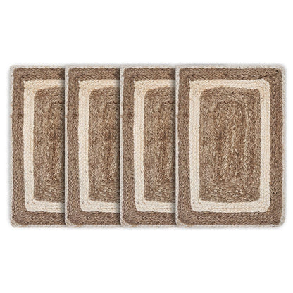 19" Set of Four Natural And Ivory Geometric Braided Jute Placemats HomeRoots