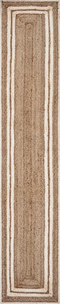 80" Natural And Cream Geometric Bordered Jute Table Runner HomeRoots