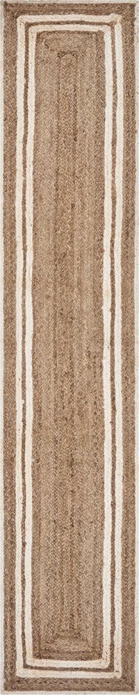 80" Natural And Cream Geometric Bordered Jute Table Runner HomeRoots
