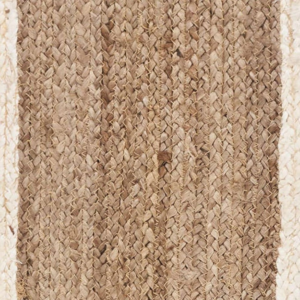 80" Natural And Cream Geometric Bordered Jute Table Runner HomeRoots