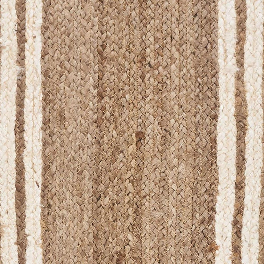 80" Natural And Cream Geometric Bordered Jute Table Runner HomeRoots
