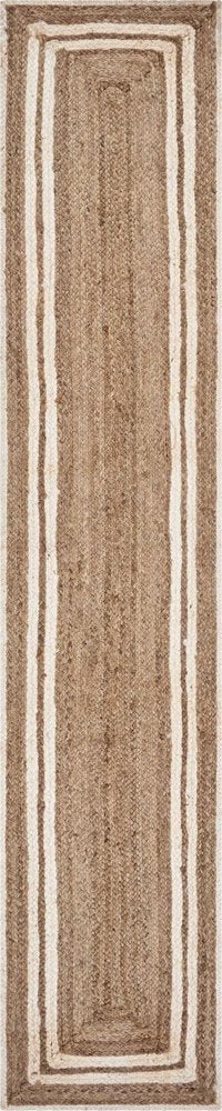 80" Natural And Cream Geometric Bordered Jute Table Runner HomeRoots