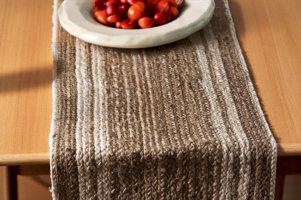 80" Brown Ivory And Natural Braided Jute Table Runner HomeRoots