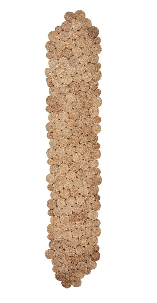 80" Natural Geometric Circles Scalloped Shape Jute Table Runner HomeRoots