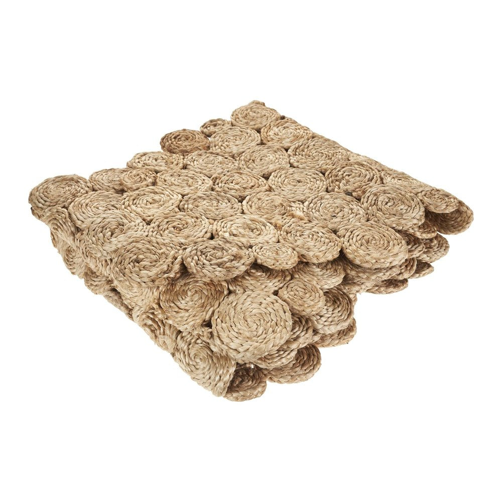 80" Natural Geometric Circles Scalloped Shape Jute Table Runner