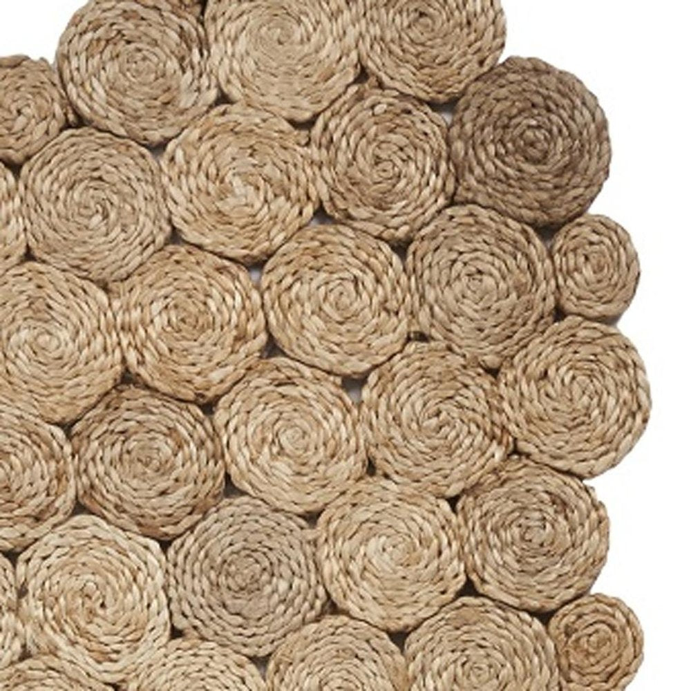 80" Natural Geometric Circles Scalloped Shape Jute Table Runner HomeRoots