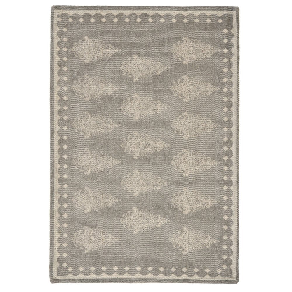 19" Set of Four Gray And Cream Geometric Medallion Cotton Placemats HomeRoots