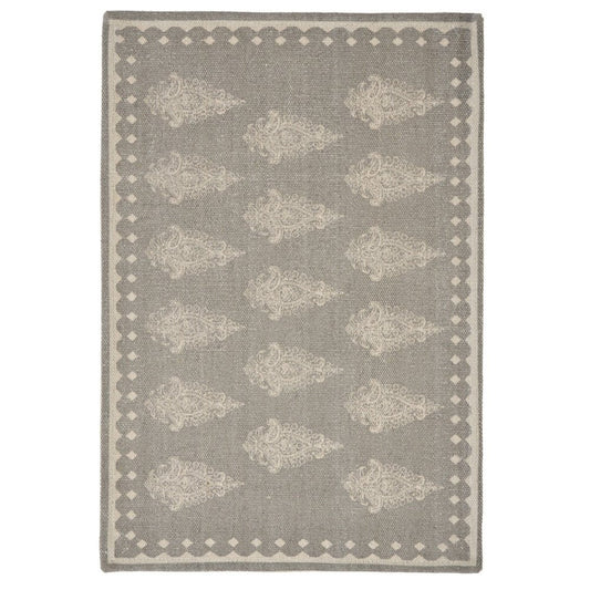 19" Set of Four Gray And Cream Geometric Medallion Cotton Placemats HomeRoots