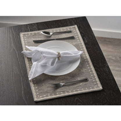 19" Set of Four Gray And Cream Geometric Medallion Cotton Placemats HomeRoots