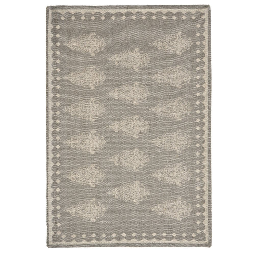 19" Set of Four Gray And Cream Geometric Medallion Cotton Placemats HomeRoots