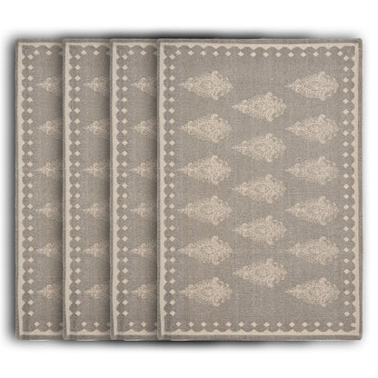 19" Set of Four Gray And Cream Geometric Medallion Cotton Placemats HomeRoots
