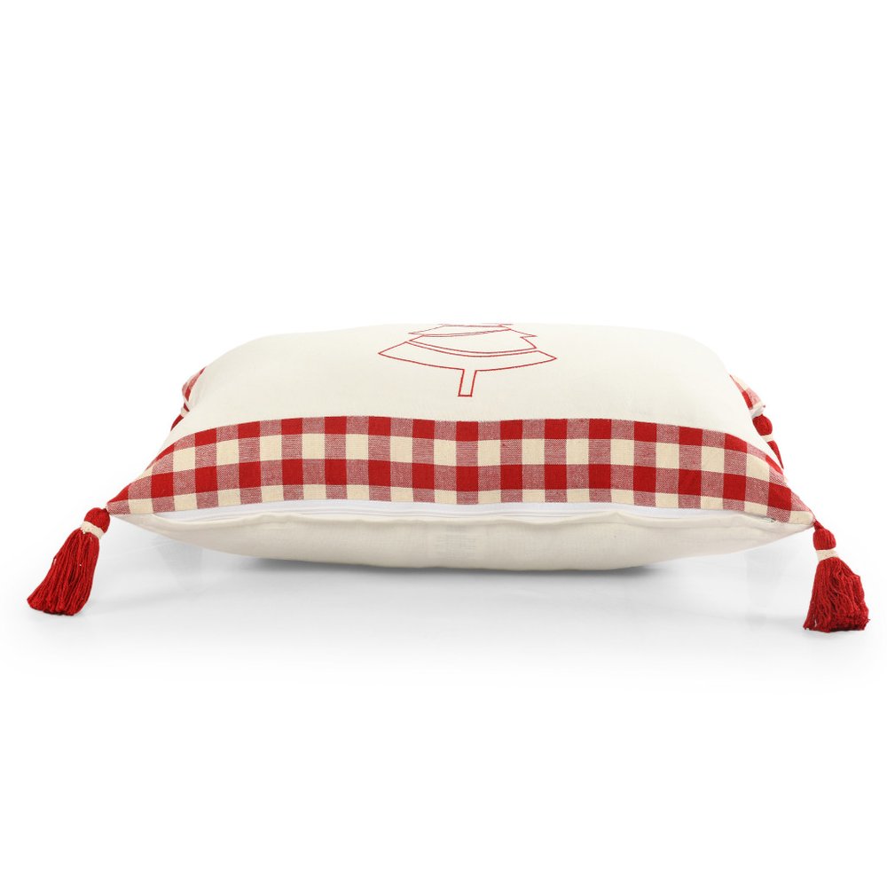 16" X 24" Red and White Christmas Tree Cotton Zippered Pillow With Tassels — view 5