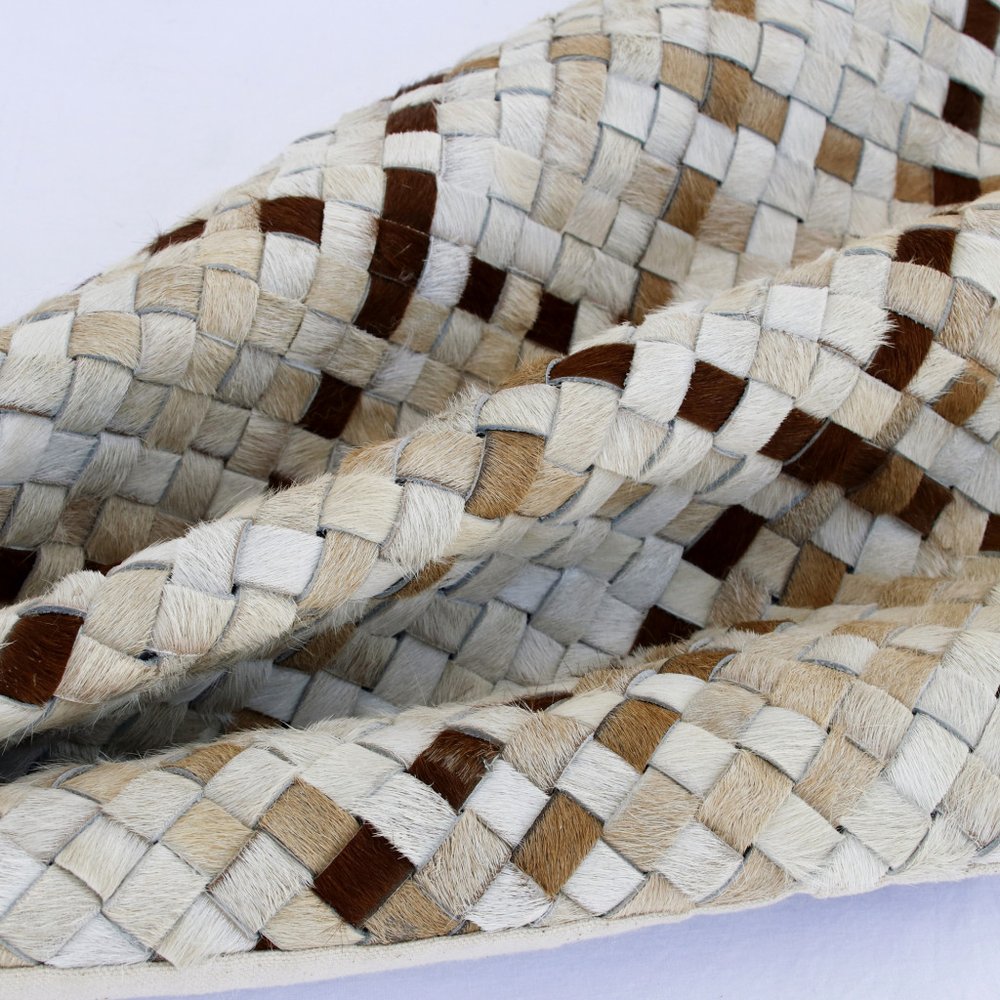 16" X 24" Brown and Ivory Check Faux Leather Zippered Pillow — view 3