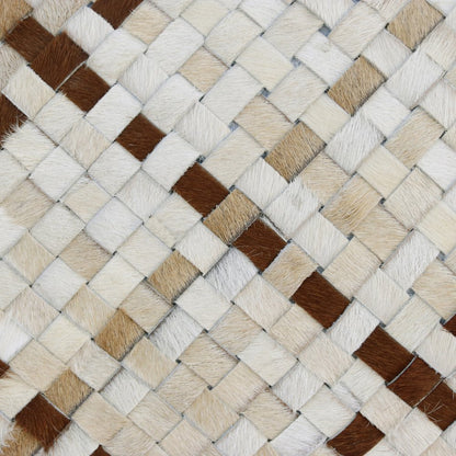 16" X 24" Brown and Ivory Check Faux Leather Zippered Pillow HomeRoots
