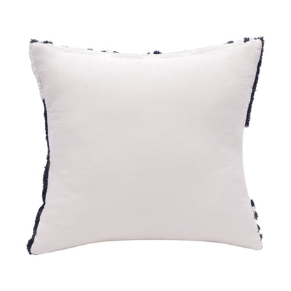 22" Navy and White Geometric Cotton Throw Pillow FurniFindUSA