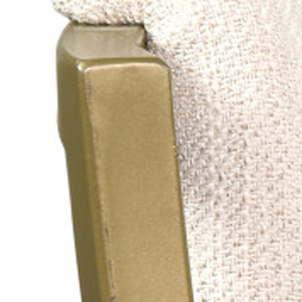 25" Beige And Antiqued Brass Fabric And Steel Low Back Counter Height Bar Chair HomeRoots