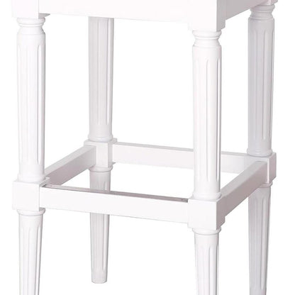 31" Light Gray And White Fabric And Solid Wood Backless Bar Height Bar Chair HomeRoots