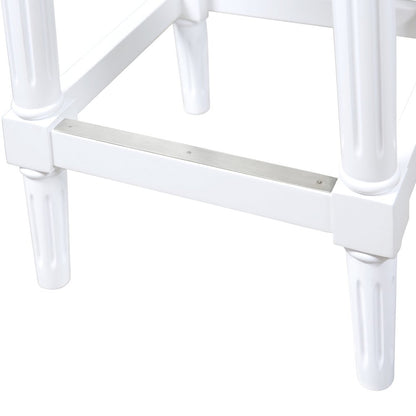 27" Gray And Antiqued White Fabric And Solid Wood Backless Counter Height Bar Chair HomeRoots