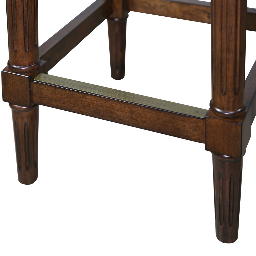 31" Brown And Dark Brown Fabric And Solid Wood Backless Bar Height Bar Chair HomeRoots