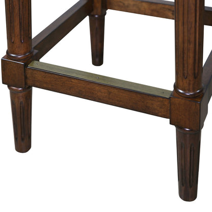 31" Brown And Dark Brown Fabric And Solid Wood Backless Bar Height Bar Chair HomeRoots