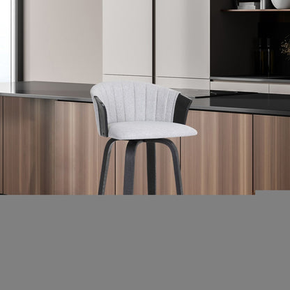 26" Light Gray And Black Fabric Swivel Counter Height Bar Chair HomeRoots