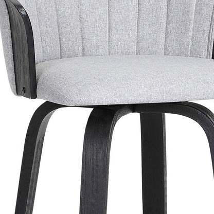 26" Light Gray And Black Fabric And Wood Counter Height Swivel Bar Chair HomeRoots