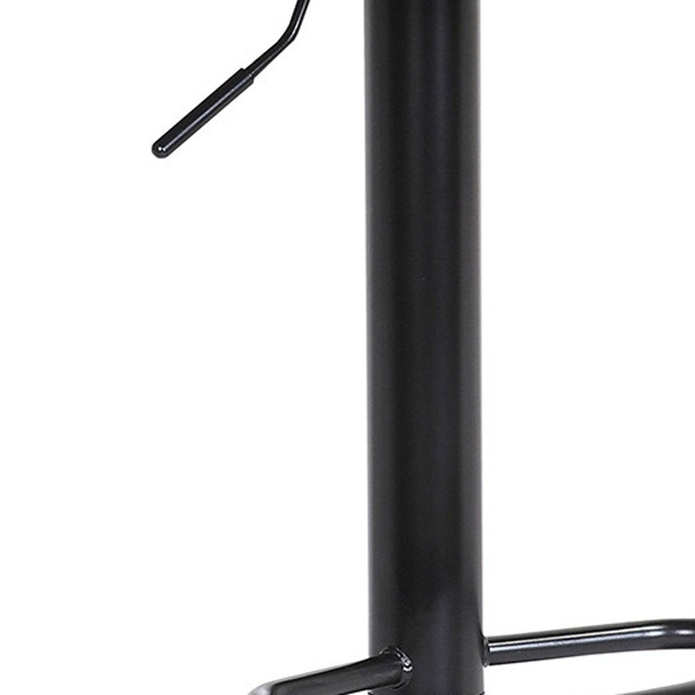 Cream And Black Faux Leather And Fabric And Metal Adjustable Height Swivel Bar Chair HomeRoots