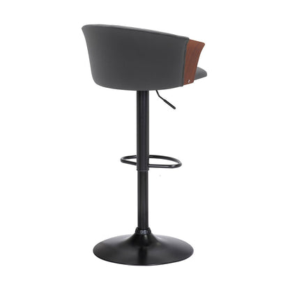 Gray And Black Faux Leather And Fabric And Metal Adjustable Height Swivel Bar Chair HomeRoots