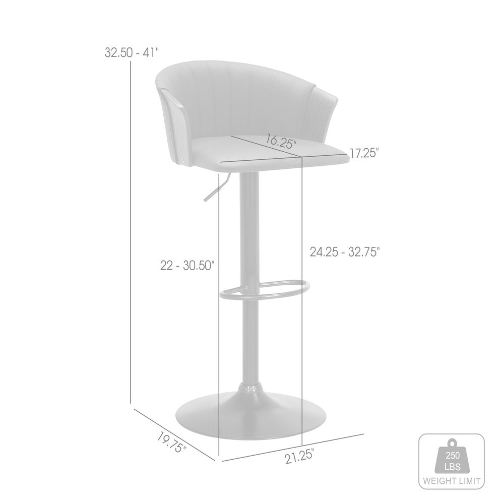 Gray and Black Faux Leather with Metal Swivel Adjustable Height Bar Chair HomeRoots