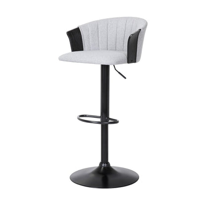 Light Gray And Black Fabric And Metal Adjustable Height Swivel Bar Chair HomeRoots