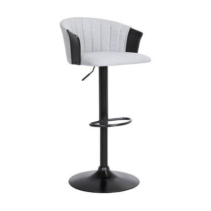 Light Gray And Black Fabric And Metal Adjustable Height Swivel Bar Chair HomeRoots