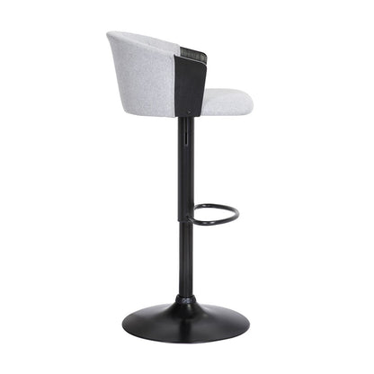Light Gray And Black Fabric And Metal Adjustable Height Swivel Bar Chair HomeRoots